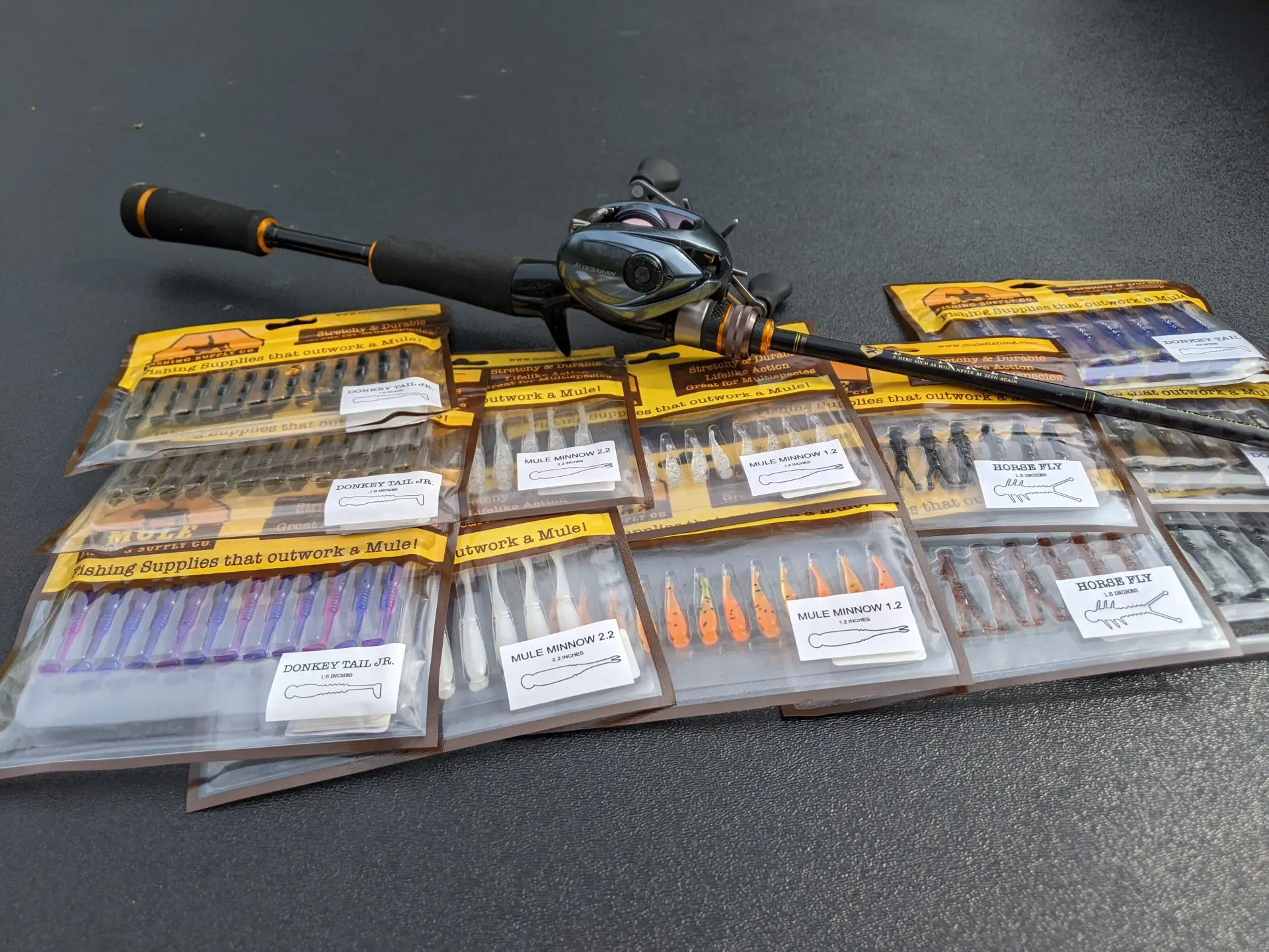 Shimano Aldebaran BFS with Mule FIshing lures
