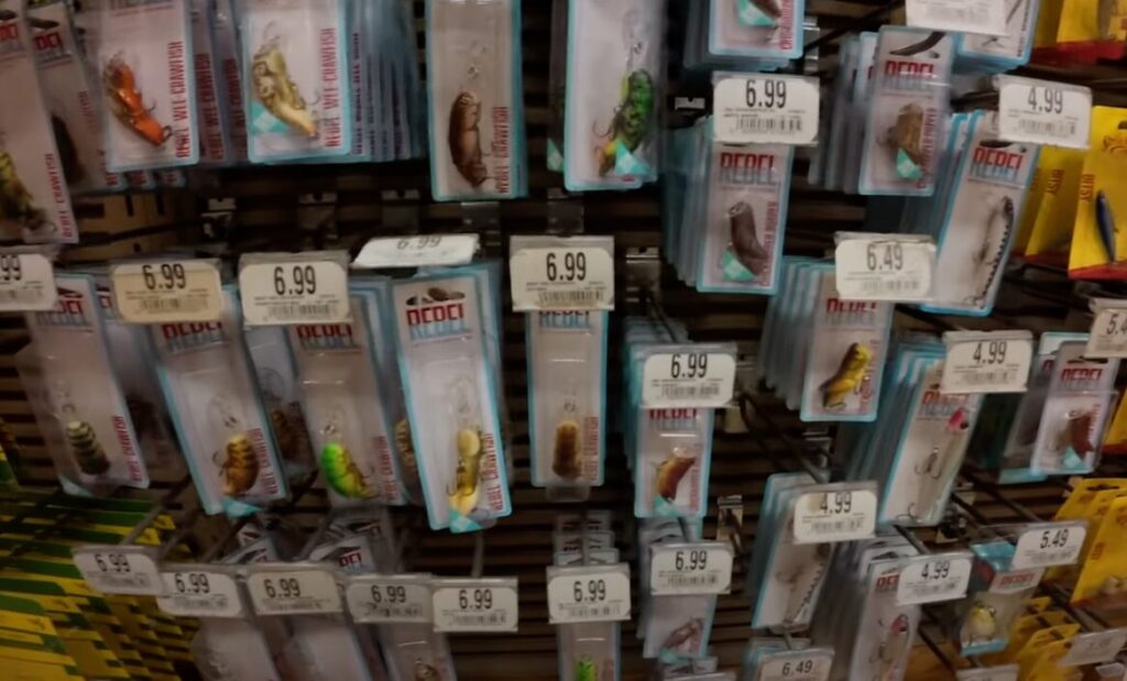 Rebel Crick Hopper and Craw lures at Cabela's