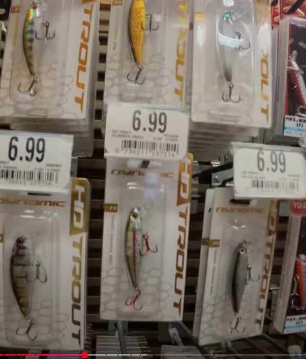 Picture that proves Cabela's stocks my favorite finesse jerkabit: the dynamic lures HD trout.